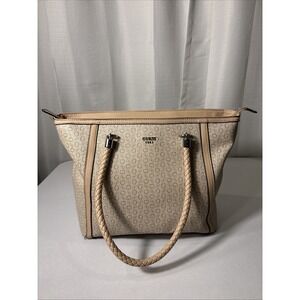 Guess Handbag Purse Satchel Beige Tan 1981 Rope Handle Design Classic